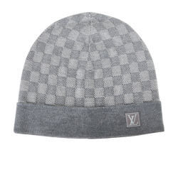 Louis Vuitton Petit Damier Beanie, Wool/Elastane, Grey, MII, B, 3*